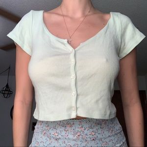 Light green crop top with buttons